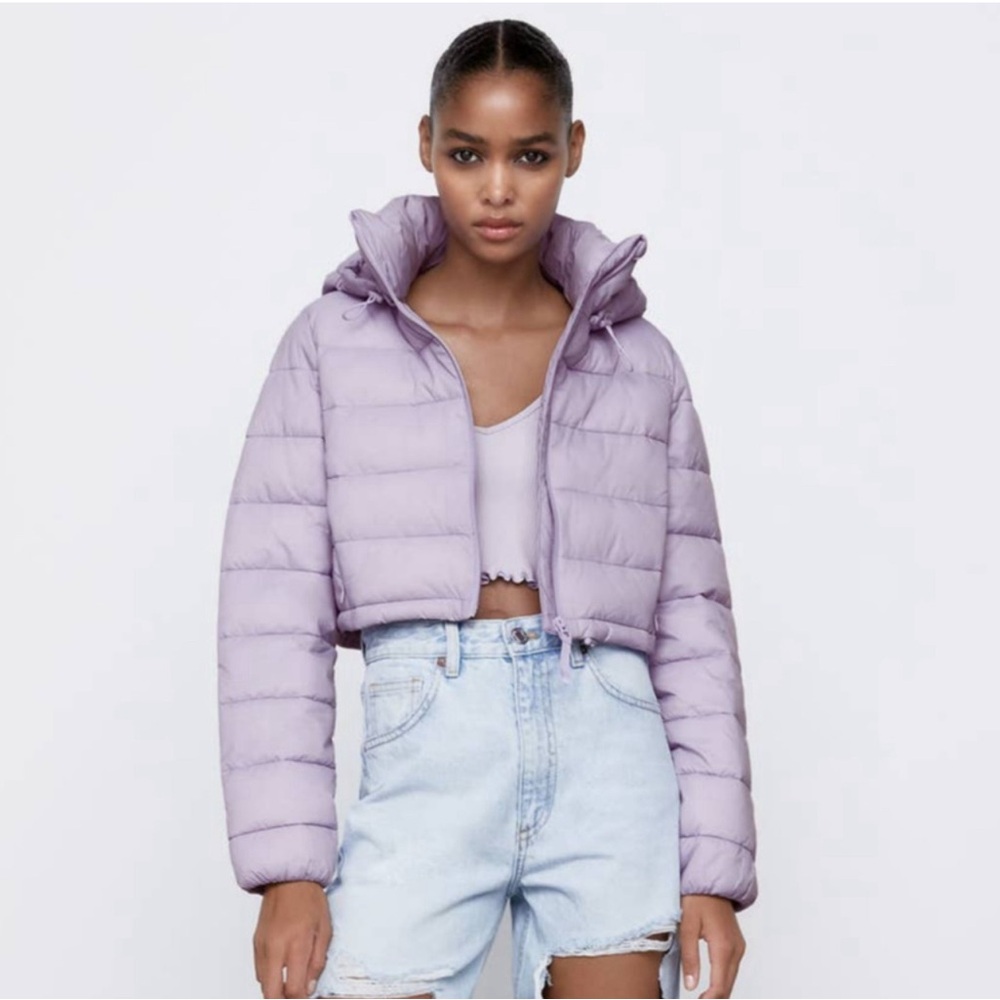 Size small purple zara cropped puffer